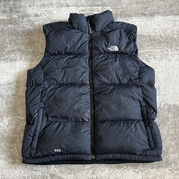 The North Face Vest Mens XL Black Blue 550 Goose Down Jacket Puffer Outdoors - Picture 1 of 12